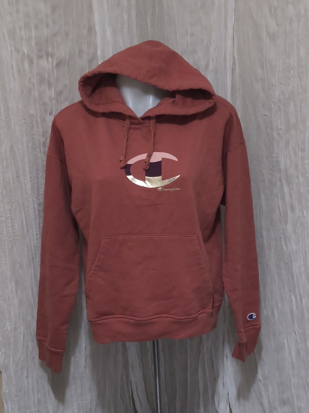 Champion Men's Rust Hoodie with Metallic Logo
